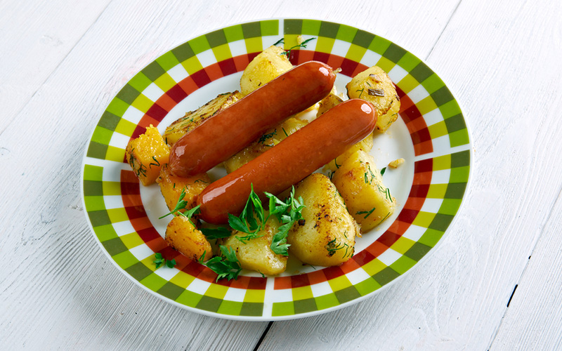 A plate of isterband with potatoes